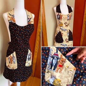 Vintage 2-sides Cat Kittens Paw Prints 🐾 Handmade Super Cute Apron Sizes XS-M